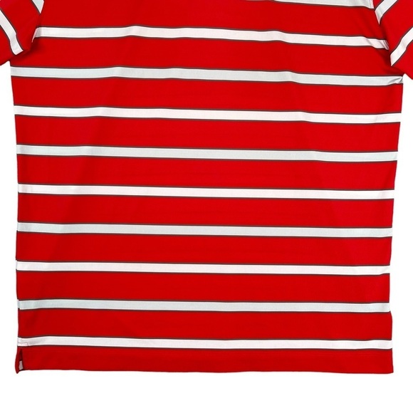 Nike Golf Polo Mens Large Stripe Print Performance Stretch Shirt Red - Picture 12 of 15